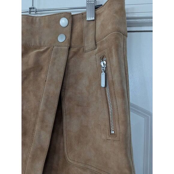 Free People Carson Utility Faux Leather‎ Wrap Skirt women's size 2 tan festival - Picture 3 of 9